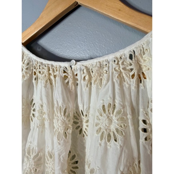 Madewell Embroidered Shirred Puff-Sleeve Top Floral Eyelet Medium NWT - Picture 5 of 9